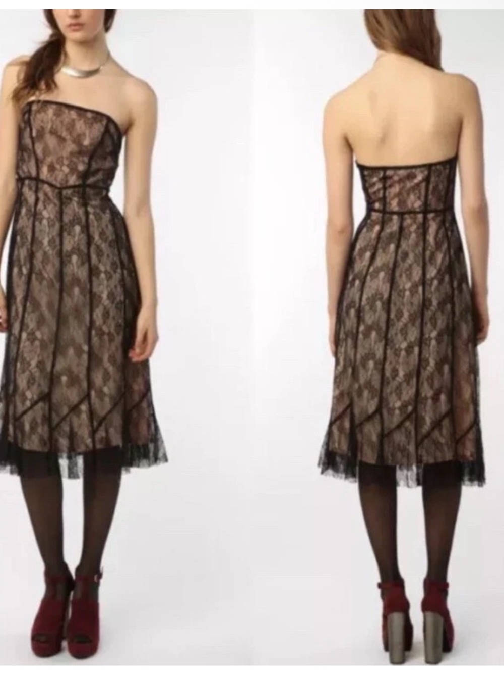 Urban Outfitters Kimchi Blue Black Lace Corset Midi Dress Size 2 Y2K Party